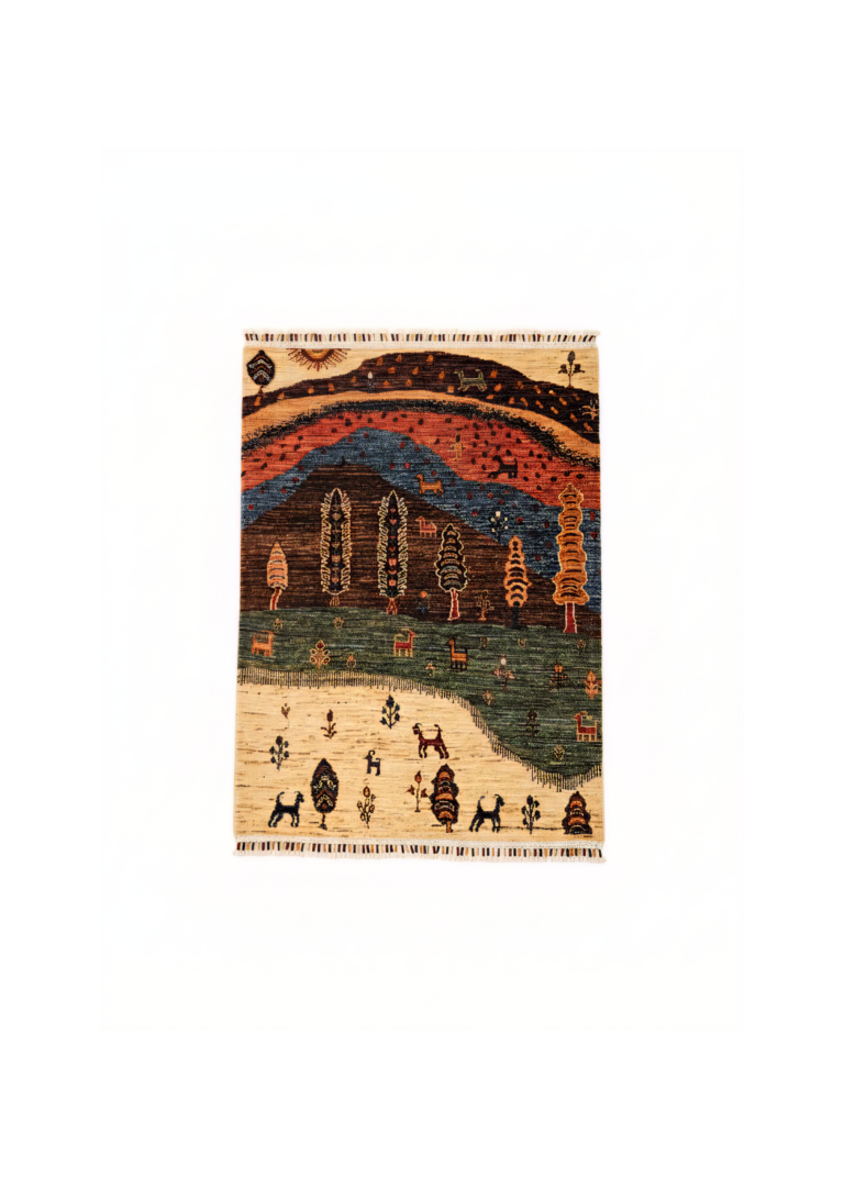 Huzur Tablosu Gabbeh El Dokuma Yün Halı