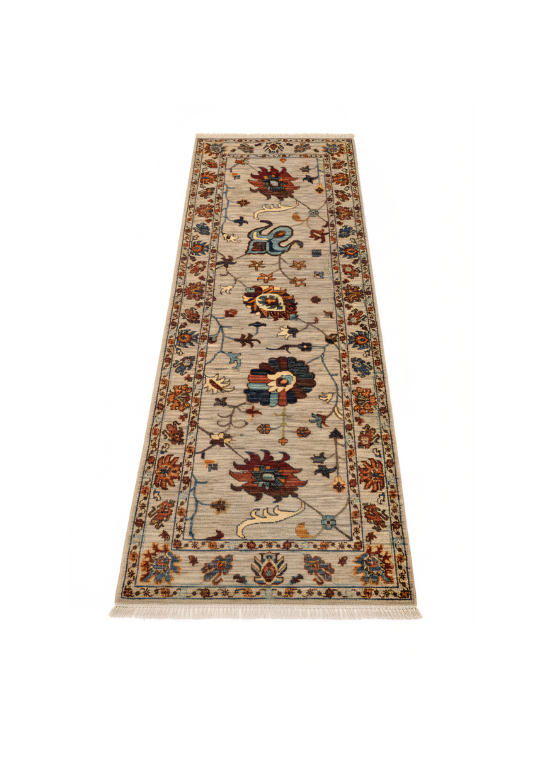 Mavi Zahra Sultani El Dokuma Yün Halı