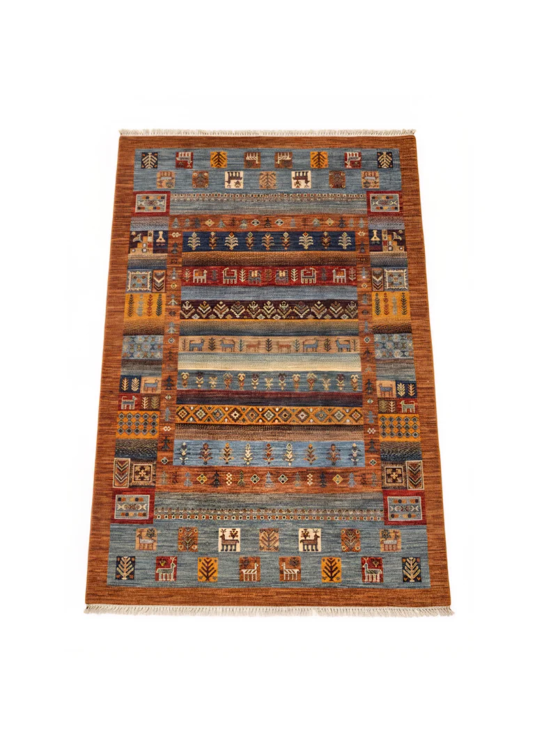 Toprak Mavi Gabbeh El Dokuma Yün Halı